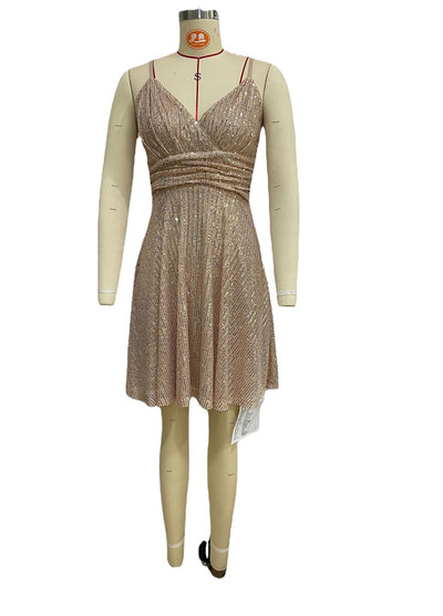 Vestido de Lentejuelas con Cortes Cruzados - Elegancia Vacacional para Mujer - Image 41