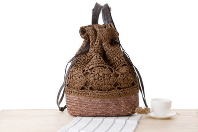 Mochila Tejida Artesanal de Estilo Universitario con Fibra Natural - Image 19