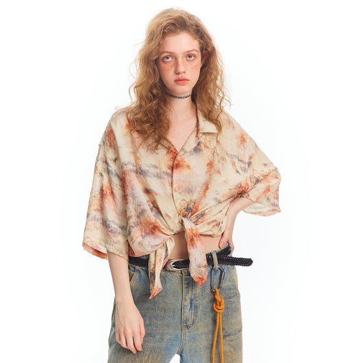Camisa Teñida a Mano de Manga Corta Unisex - Image 25