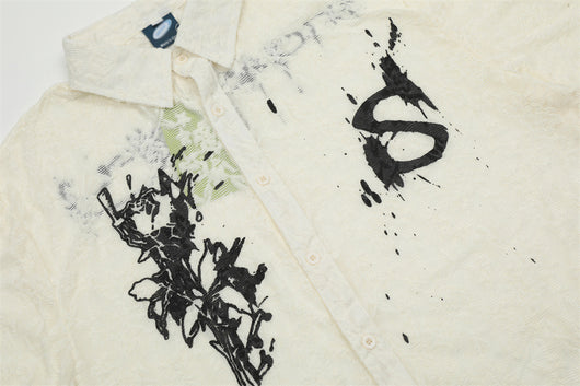 Camisa Manga Corta Estampado Flores Splash para Hombre - Image 27