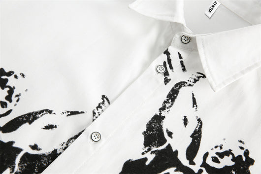Camisa Casual Estampada en Blanco y Negro para Hombre - Image 26