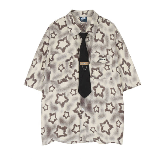 Camisa Suelta Hombre Estampado Estrella de Cinco Puntas - Image 26