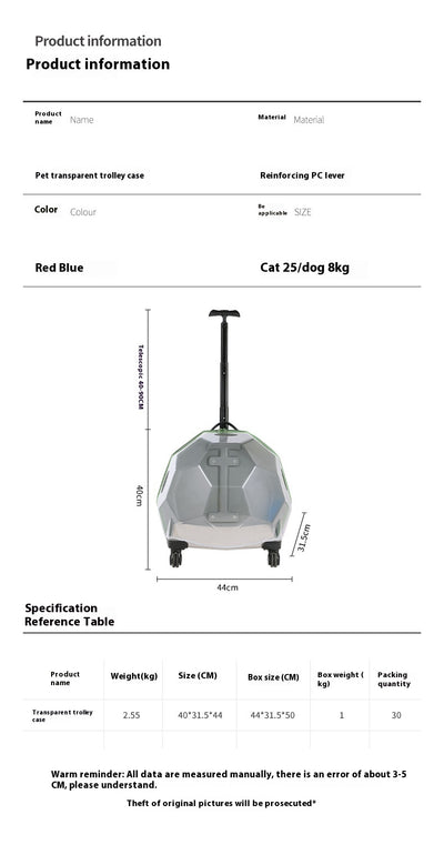 Carrito Transportín para Mascotas - Maleta Cápsula Espacial Transparente Grande - Image 9