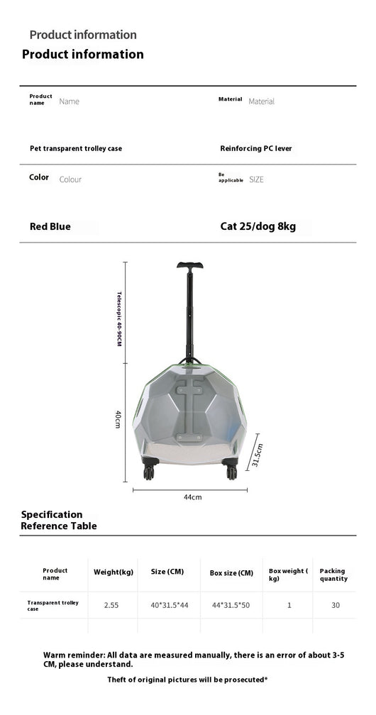Carrito Transportín para Mascotas - Maleta Cápsula Espacial Transparente Grande - Image 9