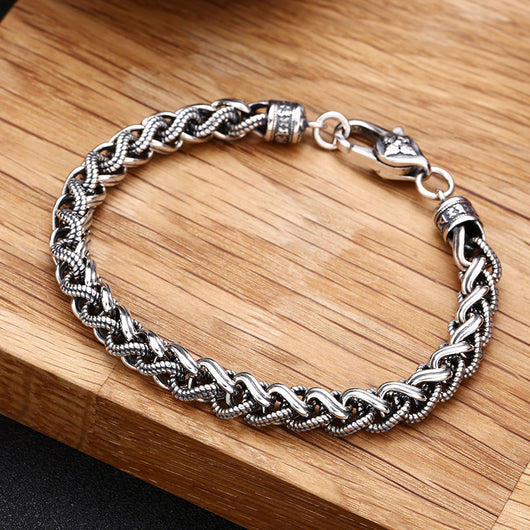 Pulsera de Plata Thai 925 Gruesa para Hombre con Diseño de Cuerda Dinámica Personalizable - Image 9