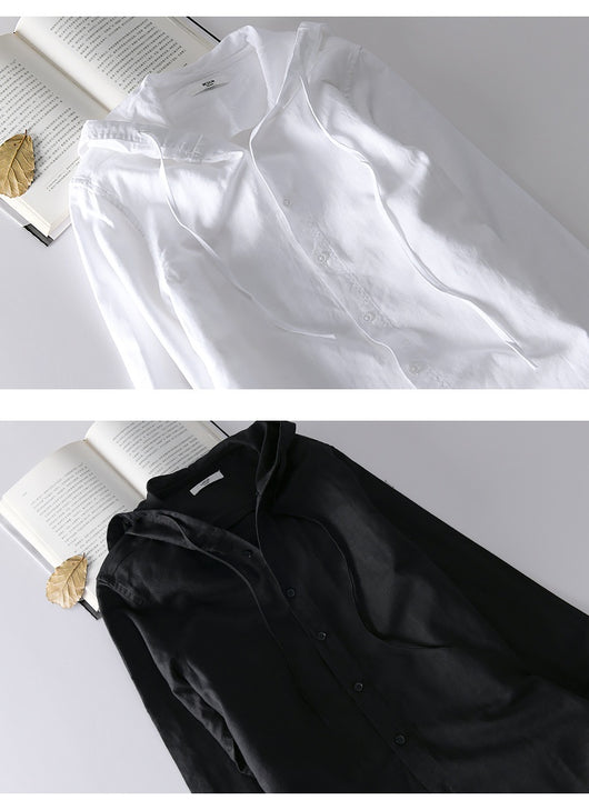 Camisa Casual con Capucha de Algodón y Lino para Hombre - Image 23