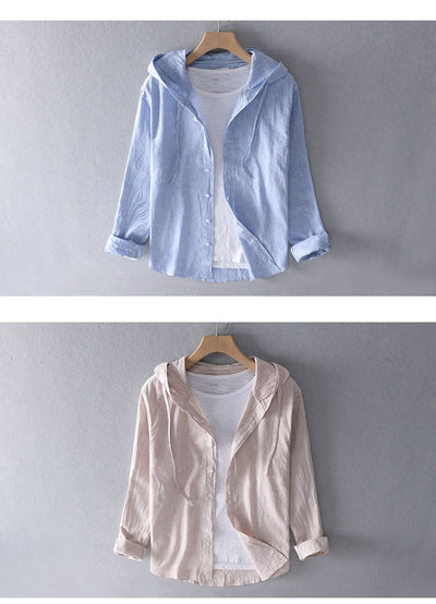 Camisa Casual con Capucha de Algodón y Lino para Hombre - Image 28