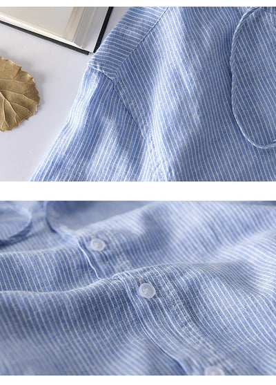 Camisa Casual con Capucha de Algodón y Lino para Hombre - Image 30