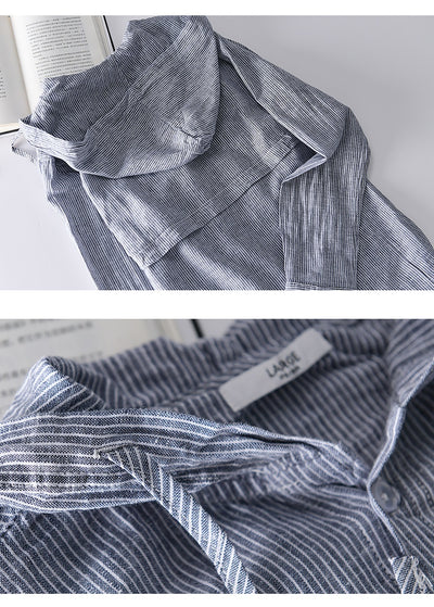 Camisa Casual con Capucha de Algodón y Lino para Hombre - Image 32
