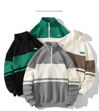 Suéter Cuello Alto Hombre Estilo Europeo Contraste de Colores Casual Deportivo - Image 22