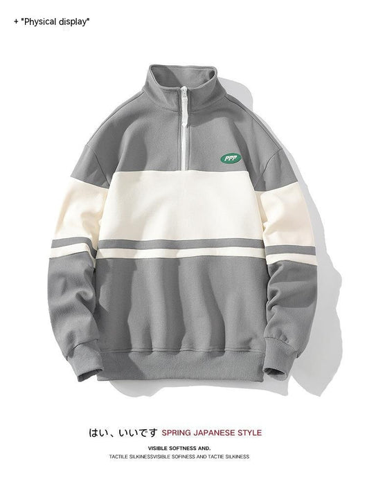 Suéter Cuello Alto Hombre Estilo Europeo Contraste de Colores Casual Deportivo - Image 24