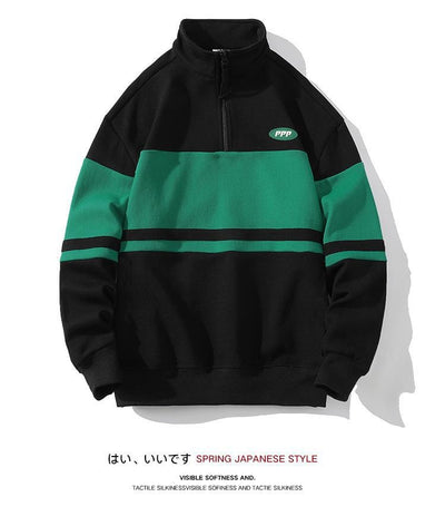 Suéter Cuello Alto Hombre Estilo Europeo Contraste de Colores Casual Deportivo - Image 27