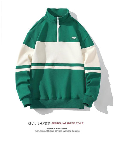 Suéter Cuello Alto Hombre Estilo Europeo Contraste de Colores Casual Deportivo - Image 28