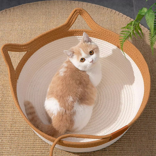 Cama Tejida para Gatos - Nido de Ratán y Lino Transpirable Cuatro Estaciones - Image 21