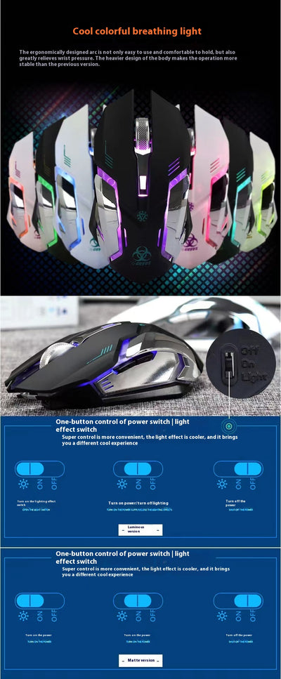 Ratón Inalámbrico Recargable con Luz LED para Oficina y Gaming - Image 9