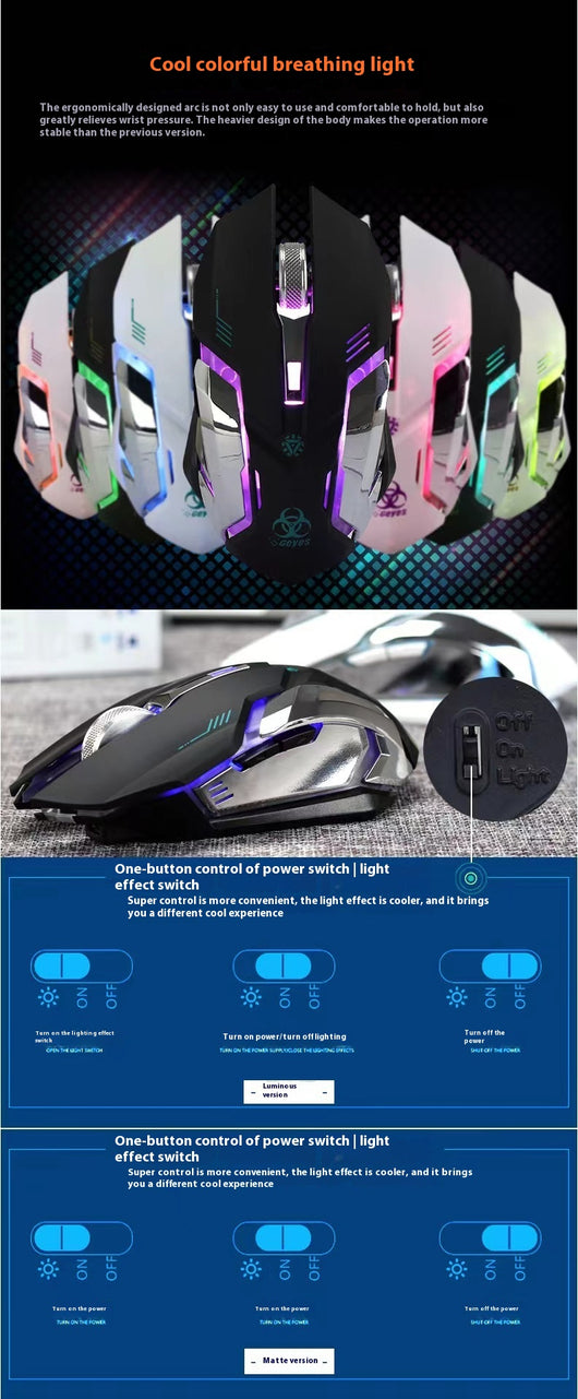 Ratón Inalámbrico Recargable con Luz LED para Oficina y Gaming - Image 9