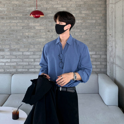 Camisa Casual Suelta con Solapa para Hombre - Manga Larga Otoño - Image 23