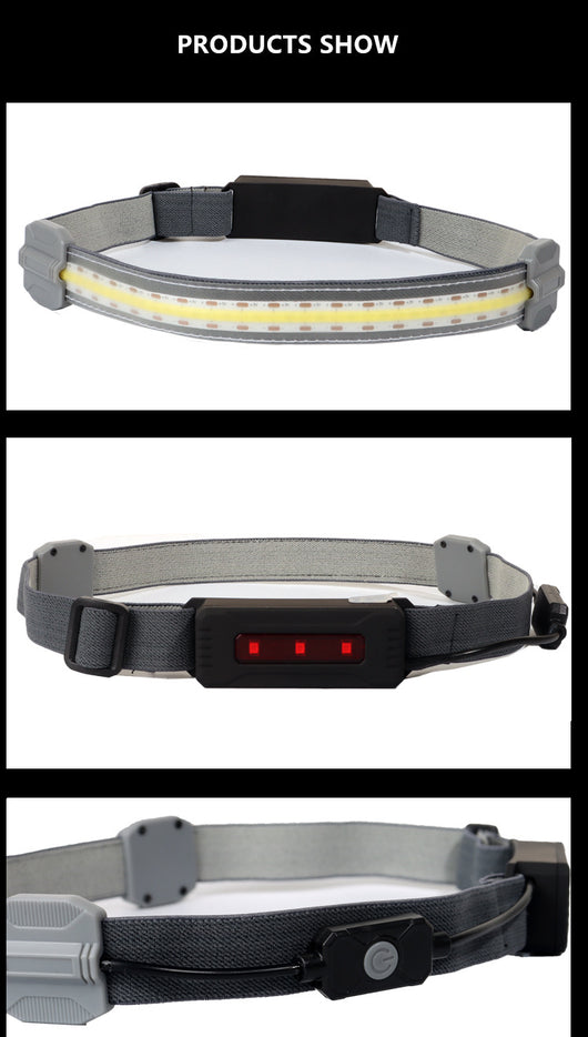 Linterna Frontal LED COB Recargable USB con Luz Roja de Advertencia - 3 Modos - Image 16