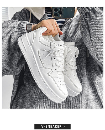 Zapatillas Plataforma Blancas de Cuero Respirable - Tendencia Teen Todo Combinable - Image 24