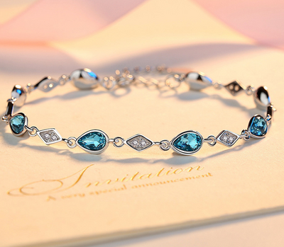 Pulsera de Cristal Azul Austriaco en Plata de Ley 925 - Image 6