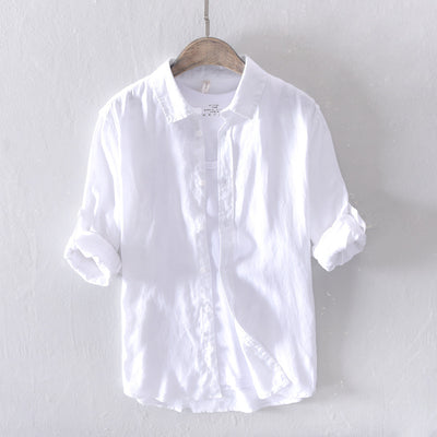 Camisa de Lino Blanca Manga Larga para Hombre - Image 14