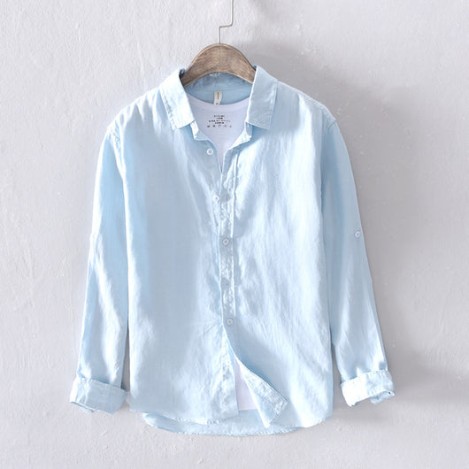 Camisa de Lino Blanca Manga Larga para Hombre - Image 15