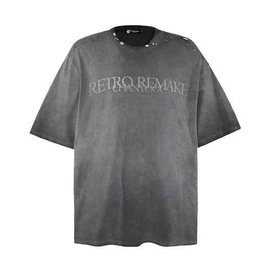Camiseta Punk Desgastada de Manga Corta para Hombre - Image 21