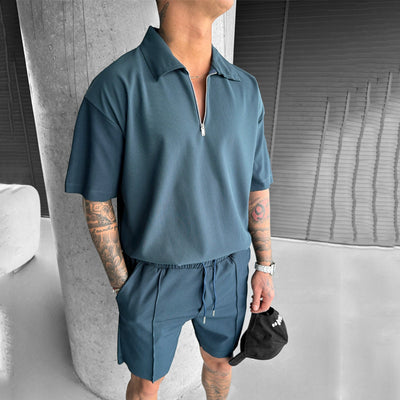 Conjunto Casual de Verano para Hombre - Polo con Cierre y Shorts con Cordón - Image 17
