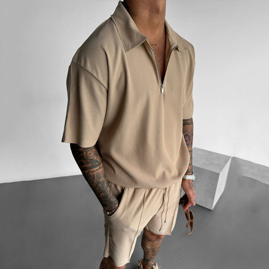 Conjunto Casual de Verano para Hombre - Polo con Cierre y Shorts con Cordón - Image 19