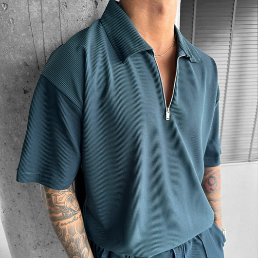 Conjunto Casual de Verano para Hombre - Polo con Cierre y Shorts con Cordón - Image 20