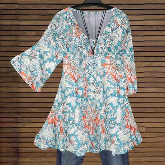 Blusa Escote V Estampado Floral Multicolor - Image 13