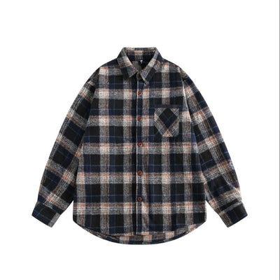 Camisa de Cuadros Estilo Retro Universitario en Lana para Niños y Niñas - Image 9
