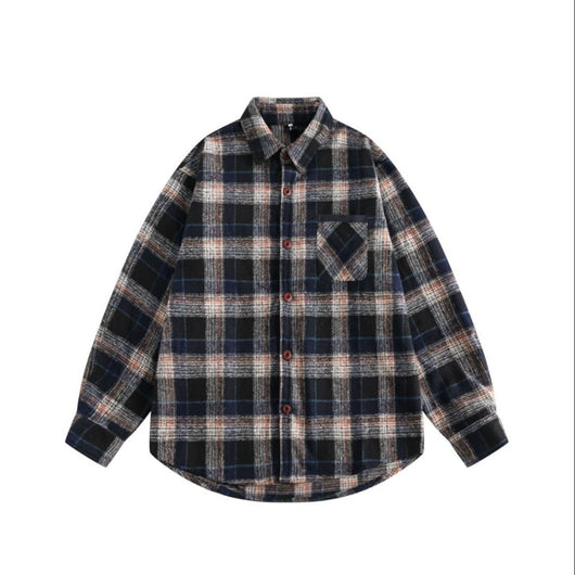 Camisa de Cuadros Estilo Retro Universitario en Lana para Niños y Niñas - Image 9