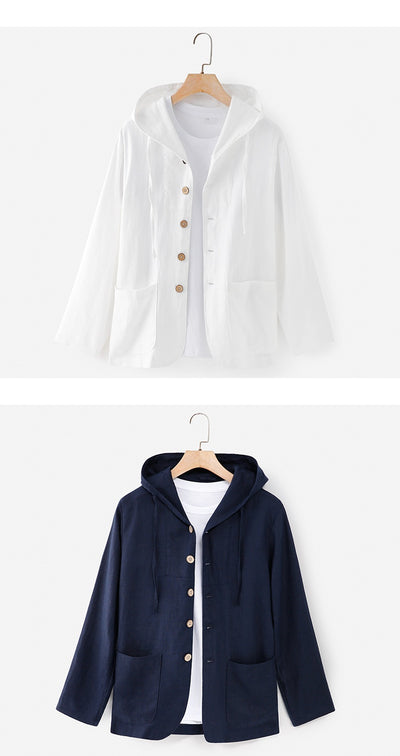 Chaqueta Lino Casual con Capucha - Suelta y Transpirable - Image 13