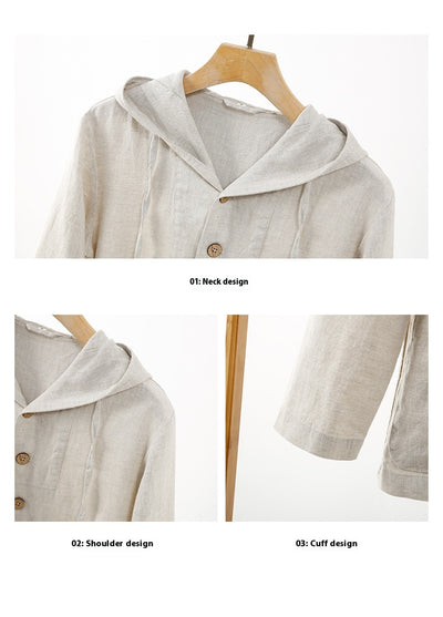Chaqueta Lino Casual con Capucha - Suelta y Transpirable - Image 15
