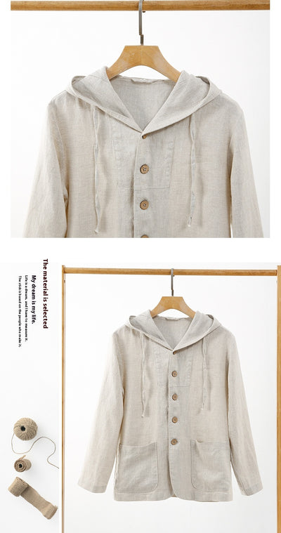 Chaqueta Lino Casual con Capucha - Suelta y Transpirable - Image 16