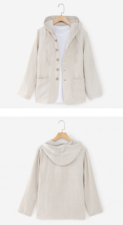 Chaqueta Lino Casual con Capucha - Suelta y Transpirable - Image 23