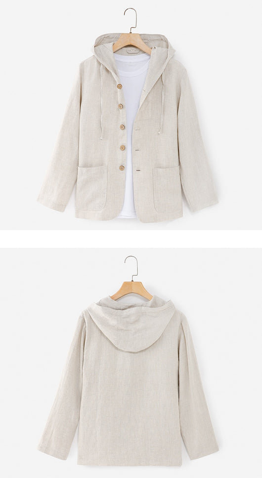 Chaqueta Lino Casual con Capucha - Suelta y Transpirable - Image 23
