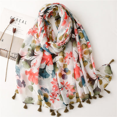 Pañuelo de Seda Estampado Flores Vintage para Mujer - Image 21