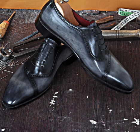 Zapatos Casuales de Cuero para Hombre con Degradado de Color y Punta Redonda - Image 12