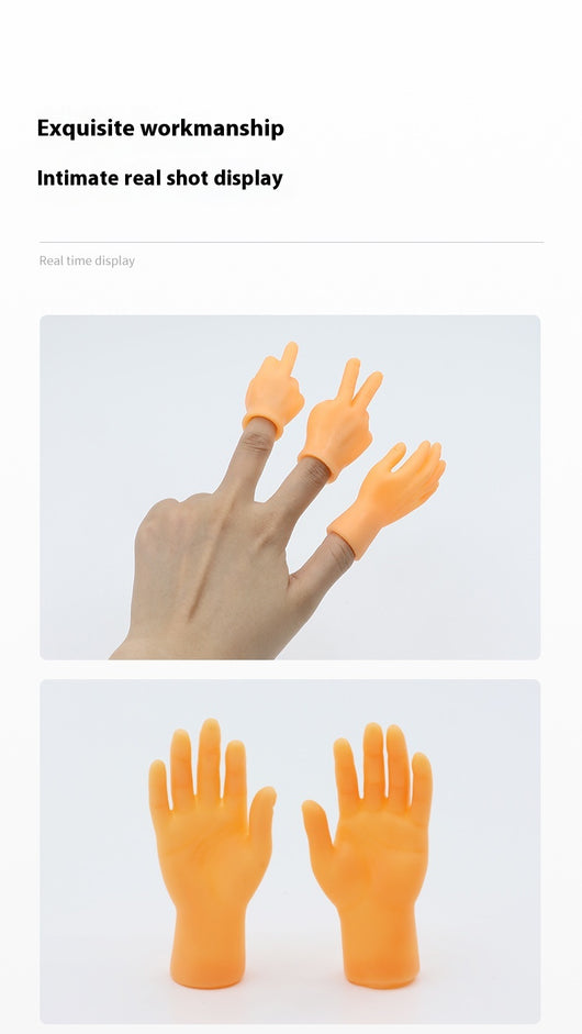Flesh-toned silicone miniature hand making a peace sign gesture, designed as a funny cat finger stall toy. - Image 14