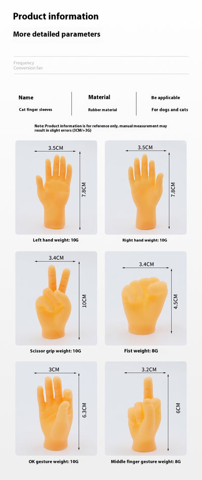 Flesh-toned silicone miniature hand making a peace sign gesture, designed as a funny cat finger stall toy. - Image 15
