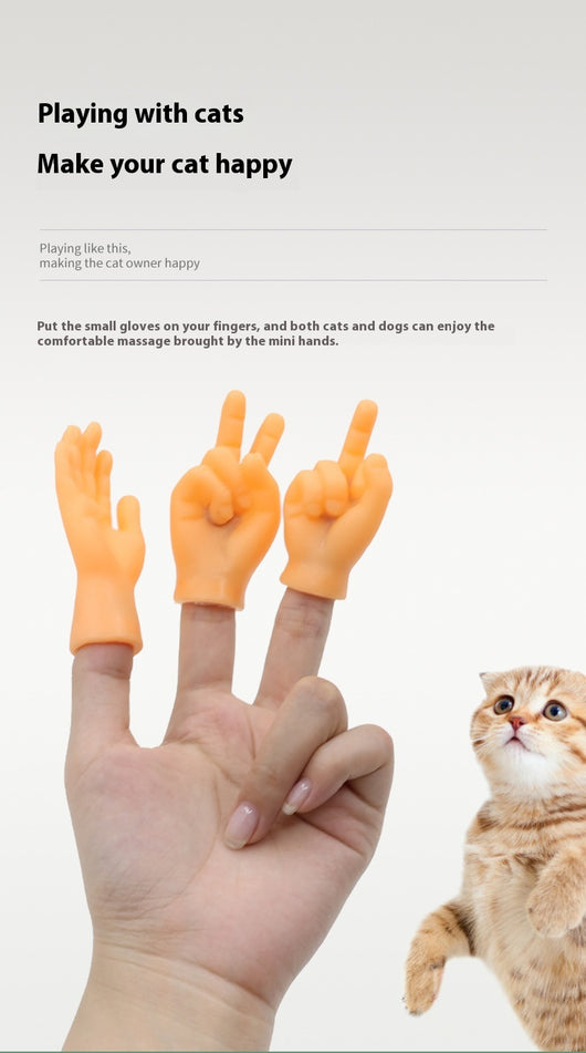 Flesh-toned silicone miniature hand making a peace sign gesture, designed as a funny cat finger stall toy. - Image 18