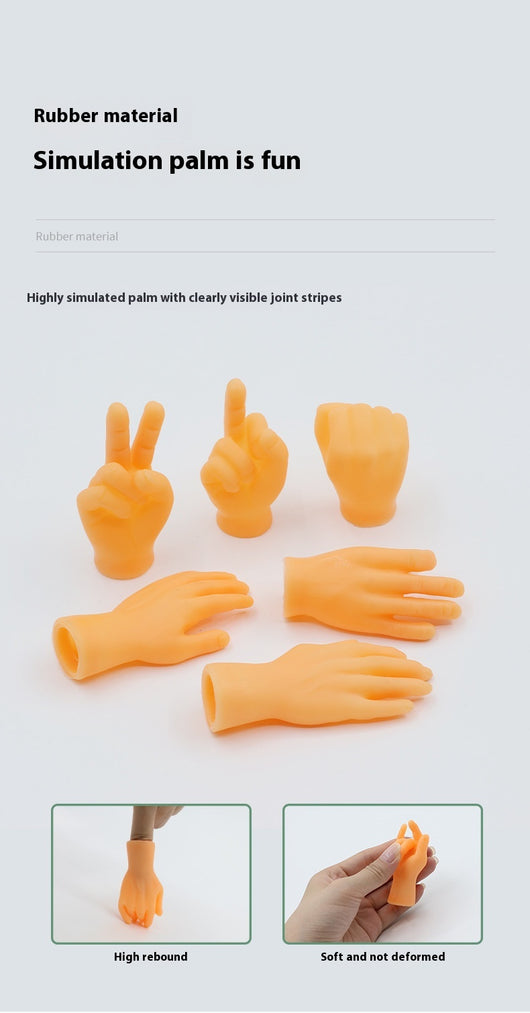 Flesh-toned silicone miniature hand making a peace sign gesture, designed as a funny cat finger stall toy. - Image 20
