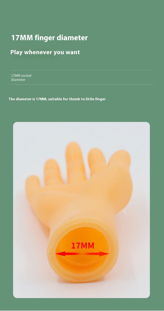 Flesh-toned silicone miniature hand making a peace sign gesture, designed as a funny cat finger stall toy. - Image 21