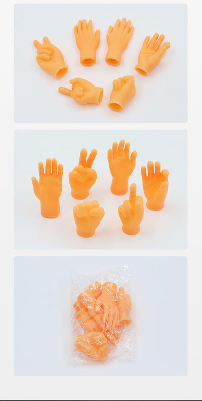 Flesh-toned silicone miniature hand making a peace sign gesture, designed as a funny cat finger stall toy. - Image 22