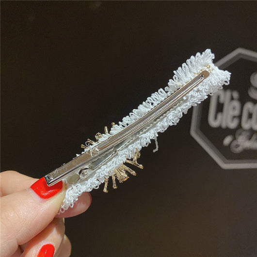 Pasador para Cabello con Diamantes Checos y Respaldo de Lana - Image 10