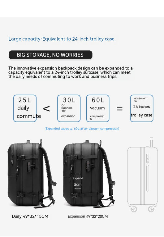 Mochila de Viaje Minimalista de Gran Capacidad Multifuncional para Hombre - Image 21