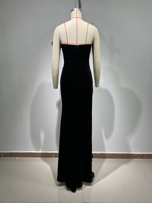 Vestido Elegante con Brillantes y Abertura Alta - Image 24