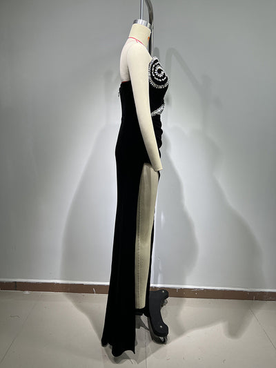 Vestido Elegante con Brillantes y Abertura Alta - Image 25